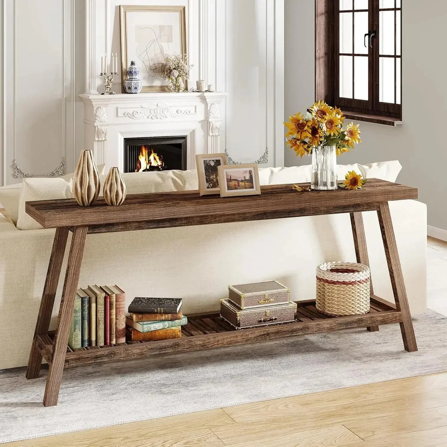 Little Tree Console Table For Entryway Two Tier Hallway