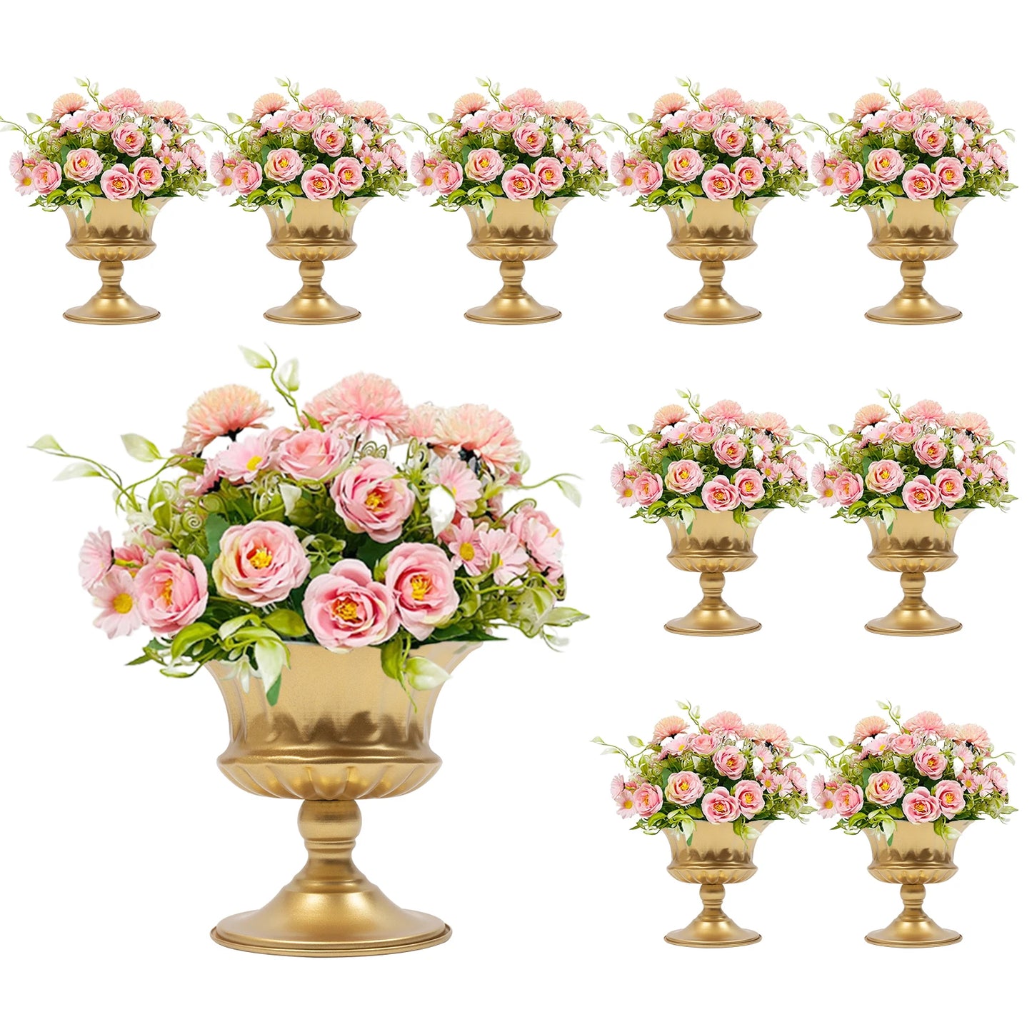 Floral Centerpiece Vases 10 Piece Iron Trumpet Set