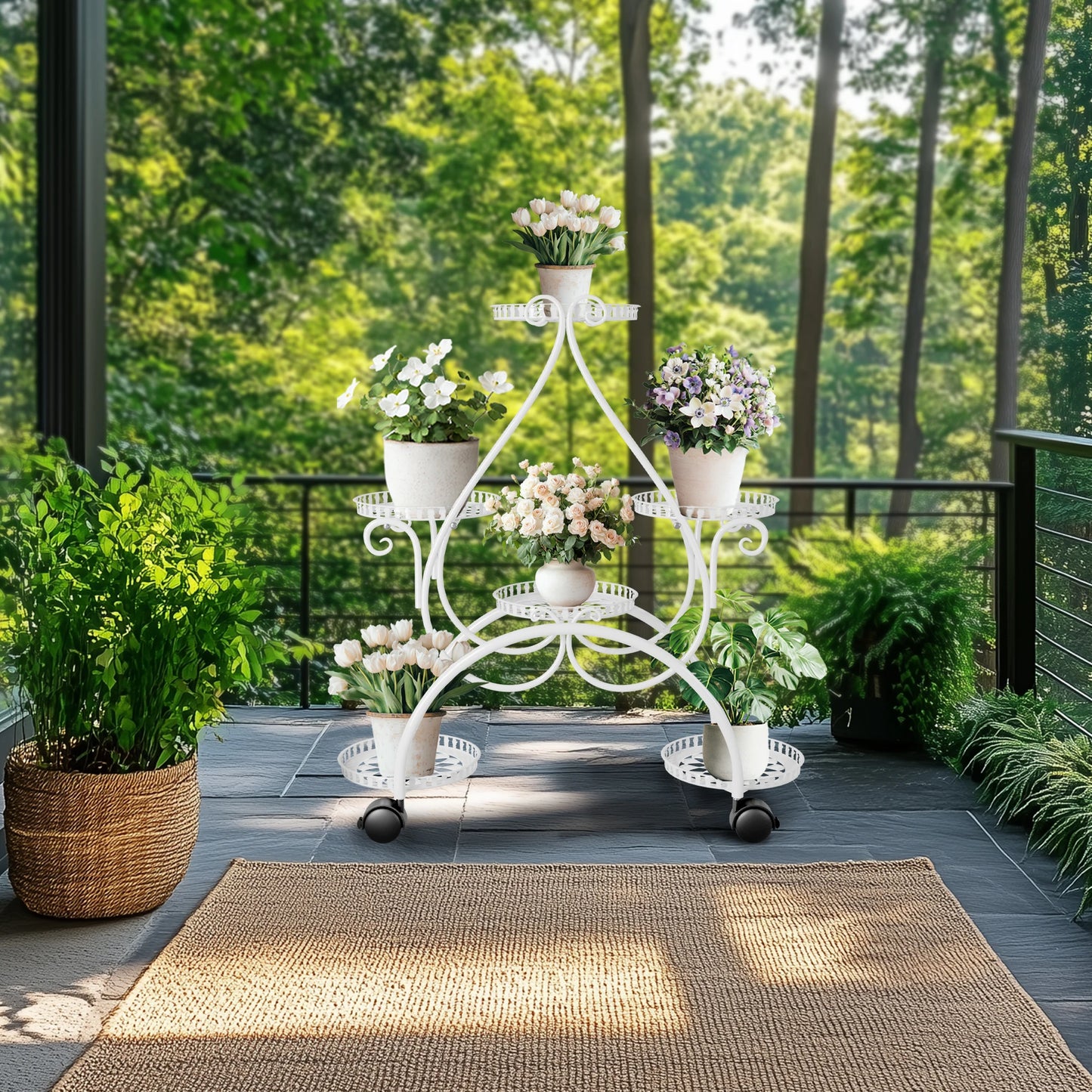Wisfor 6 Tier Metal Flower Pot Display Stand Outdoor