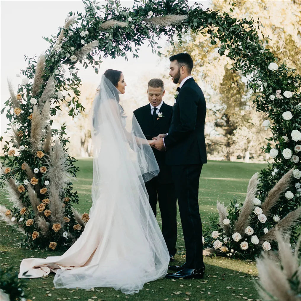 Metal Round Wedding Arch Backdrop Frame Flower Garland