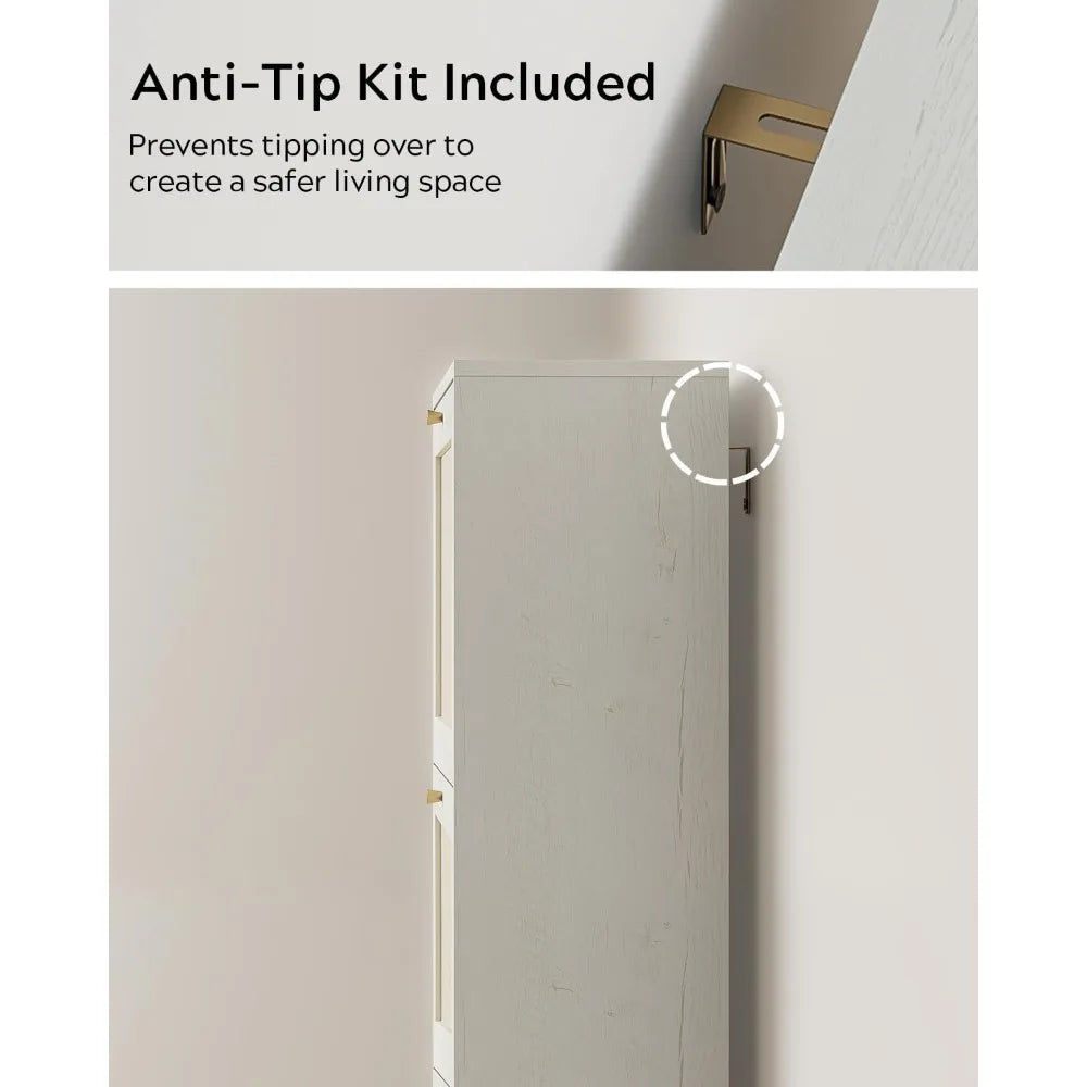 ANGDUO Rattan Shoe Cabinet Set With Flip Drawers Freestanding