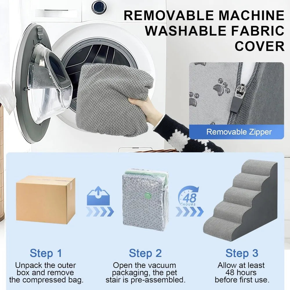 Dog Staircase for Bed 5 Step Non Slip Ramp Small Dogs