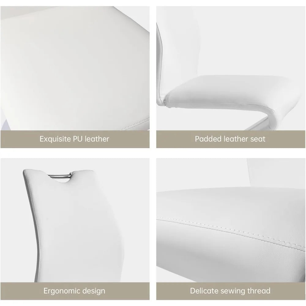 Modern Armless Dining Chairs Set of 2 Upholstered In PU Leather For Kitchen