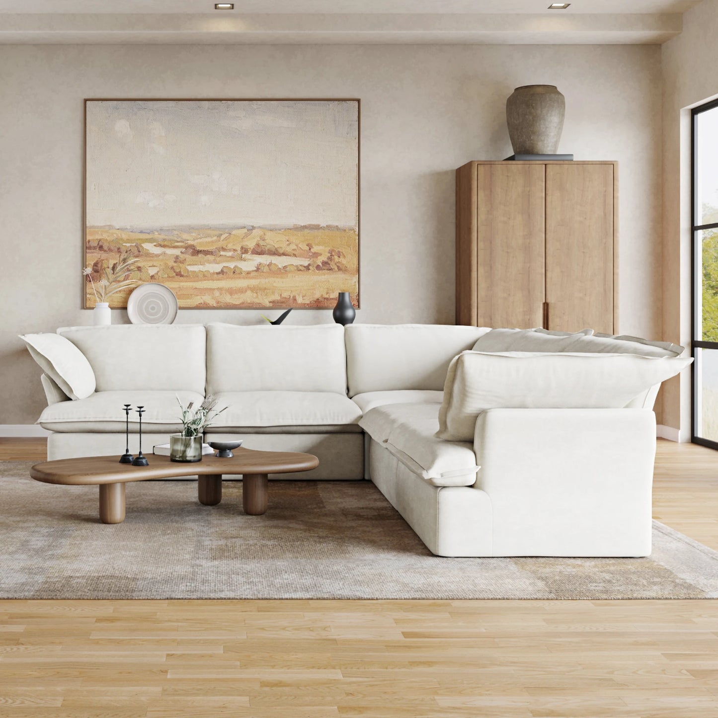 SdorensCN L Shaped Corner Sectional Sofa With Down Fill