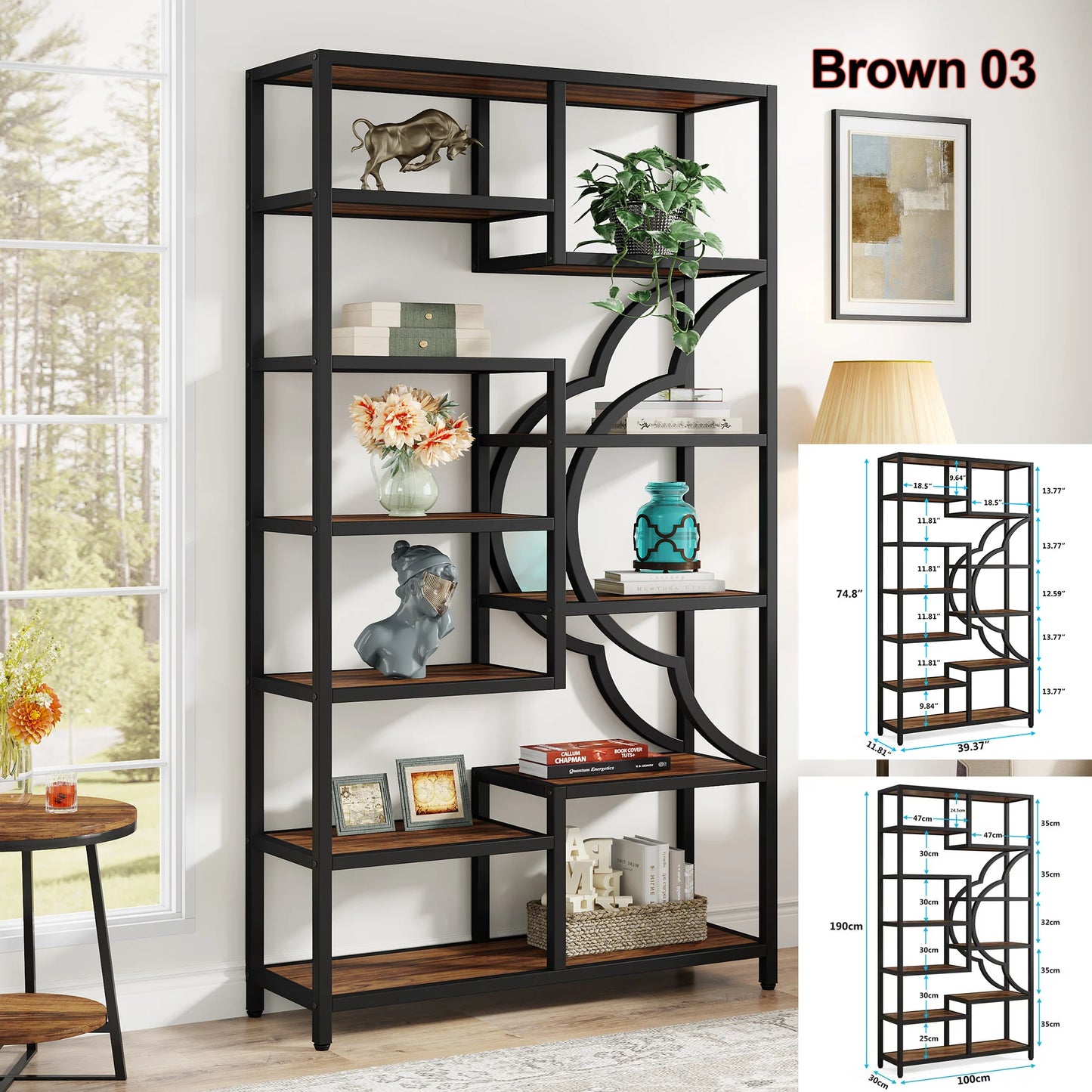 Tribesigns Industrial 5 Tier Etagere Bookcase Freestanding