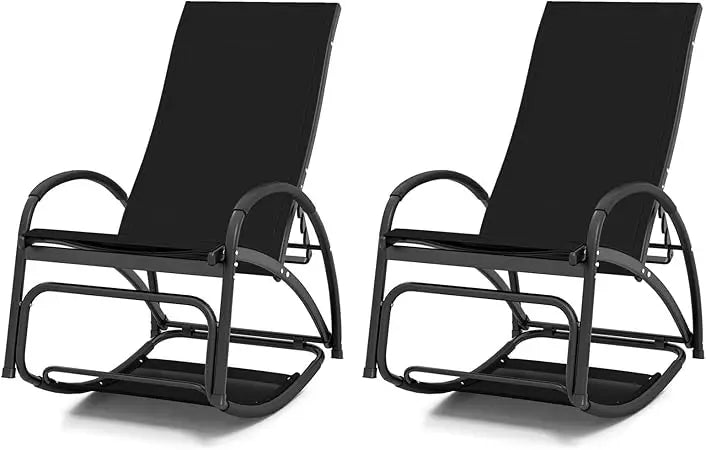 MKDK Convertible Outdoor Rocking Lounge Chair With Armrests