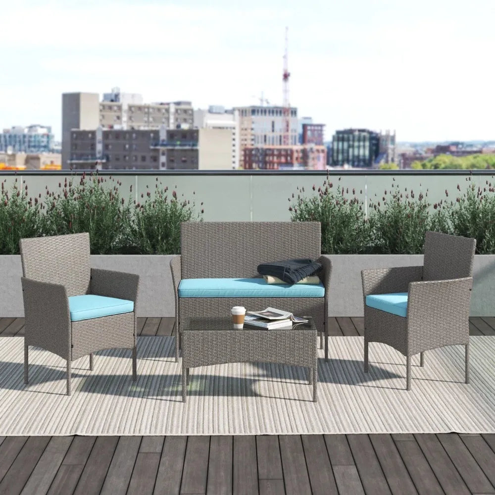 Barton Outdoor Patio Set With Table And Cushioned Chairs