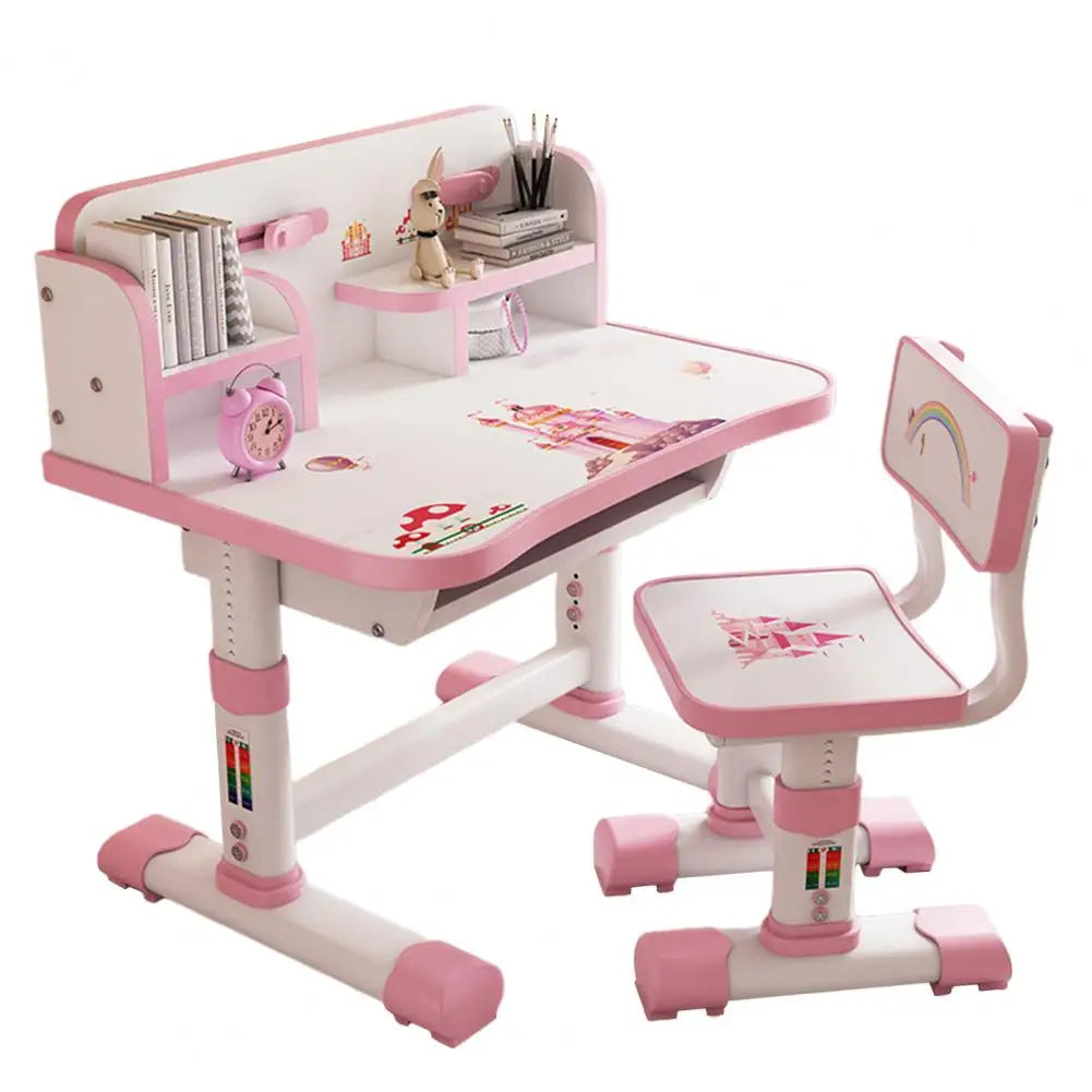 Kids Functional Desk And Chair Set With Writing Board