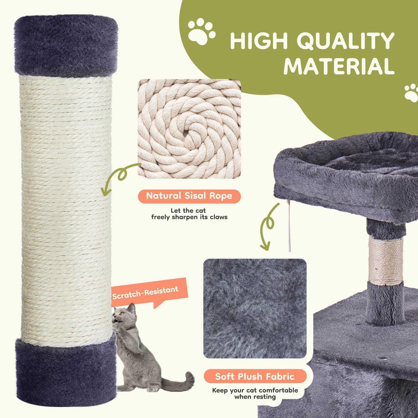 JHK Five Tier Cat Tree Tower With Condo And Sisal Posts