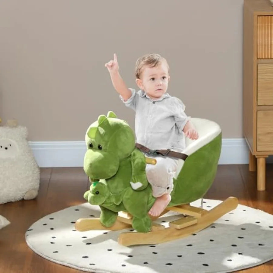 Baby Rocking Horse Dinosaur Plush Rocker With Seat Belt