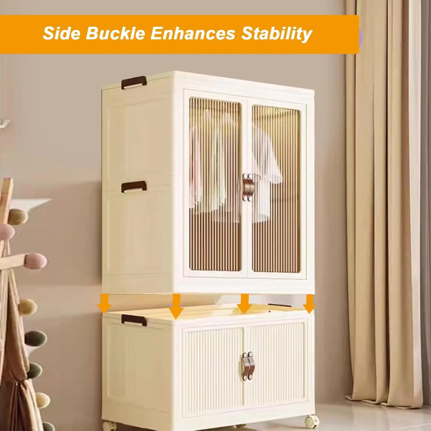 Bardrobe Foldable Wardrobe Cabinet With Wheels 2 Drawer