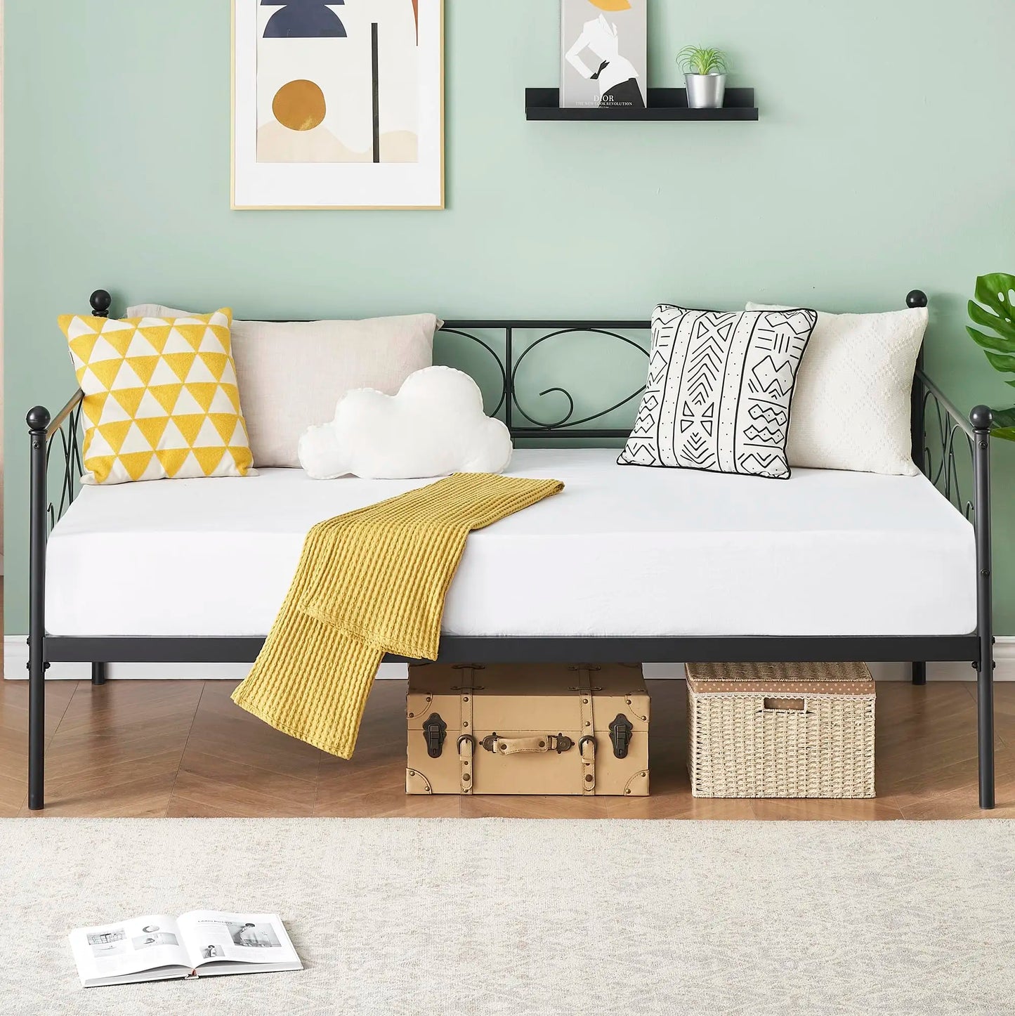 StudysetCN Daybed Frame With Metal Slats Mattress Base