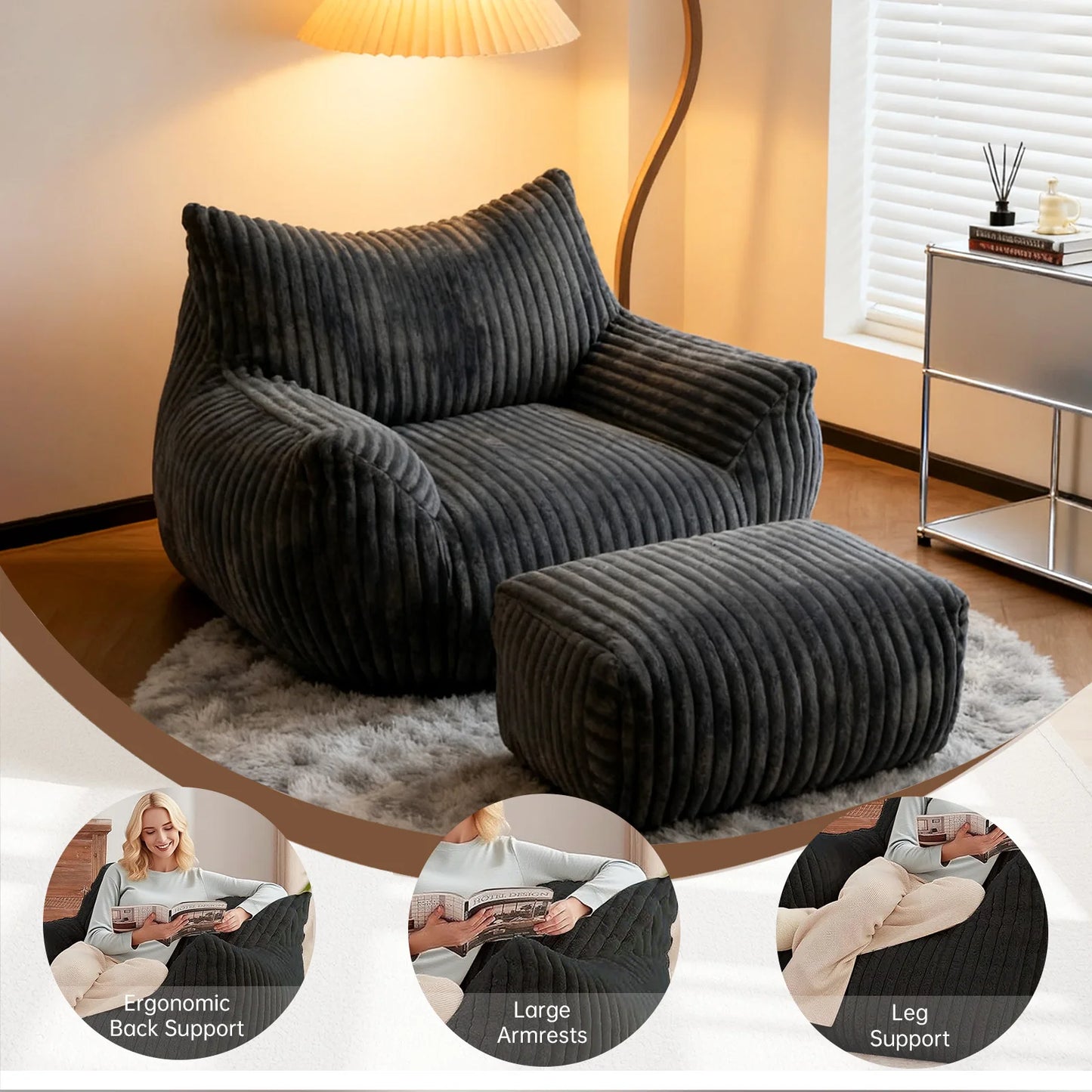 Reading Chair Bean Bag Chairs for Adults Living Room Furniture