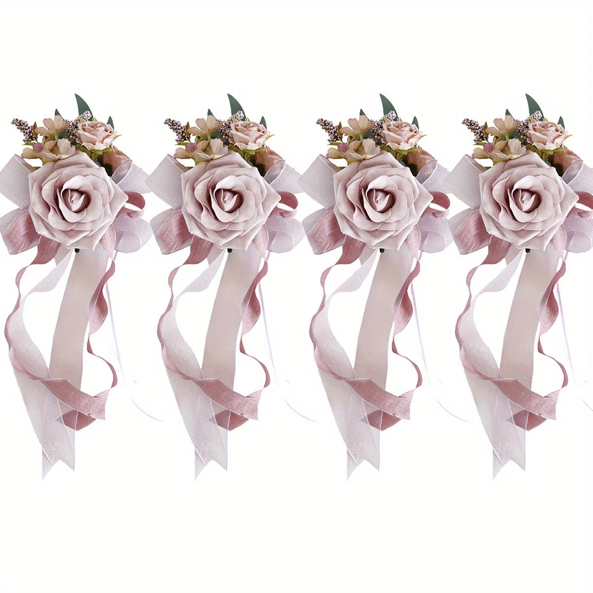 CN Zhejiang 4Pcs Wedding Aisle Pew Flowers Ribbons Chair
