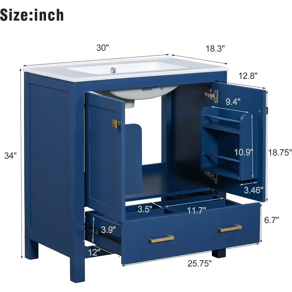 Solid Wood Bathroom Vanity With Undermount Sink Soft Close