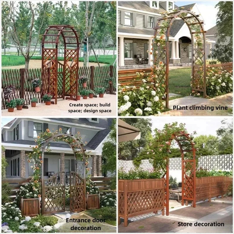 Outdoor Solid Wood Garden Arch Trellis Climbing Vines