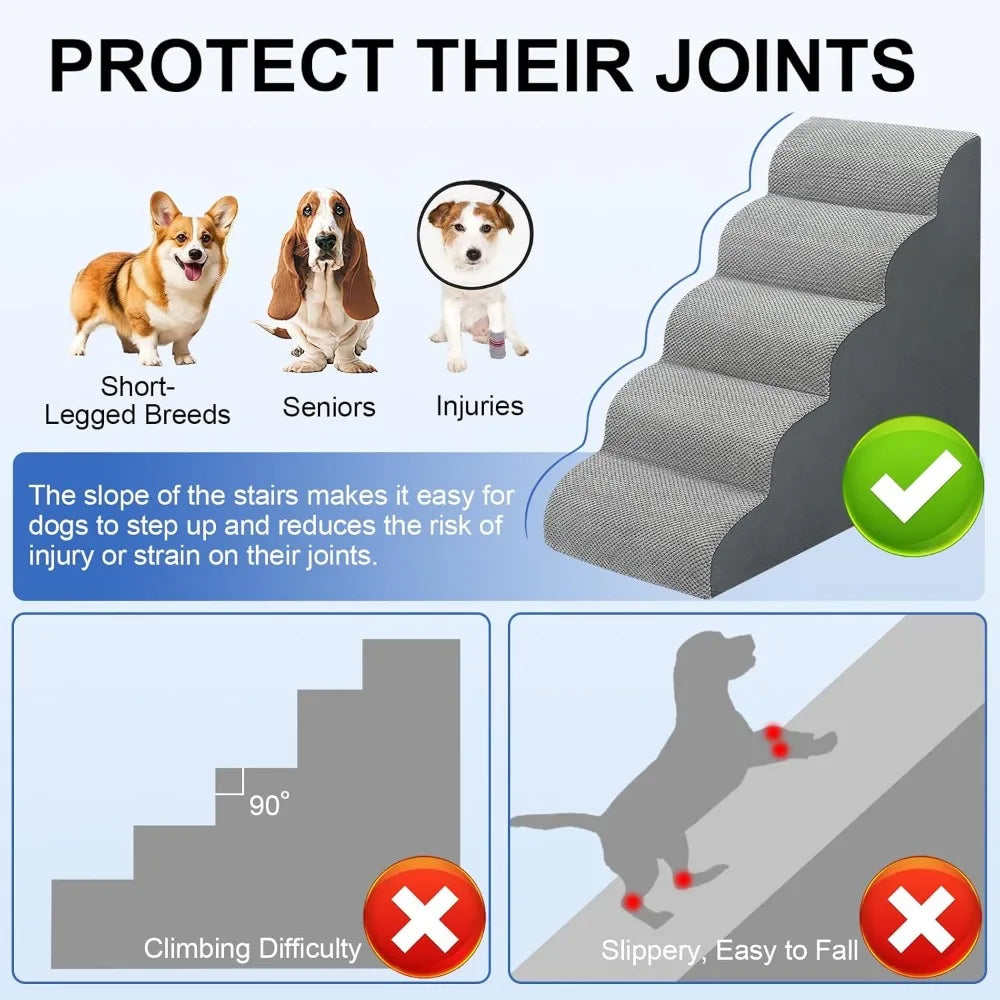 Dog Staircase for Bed 5 Step Non Slip Ramp Small Dogs