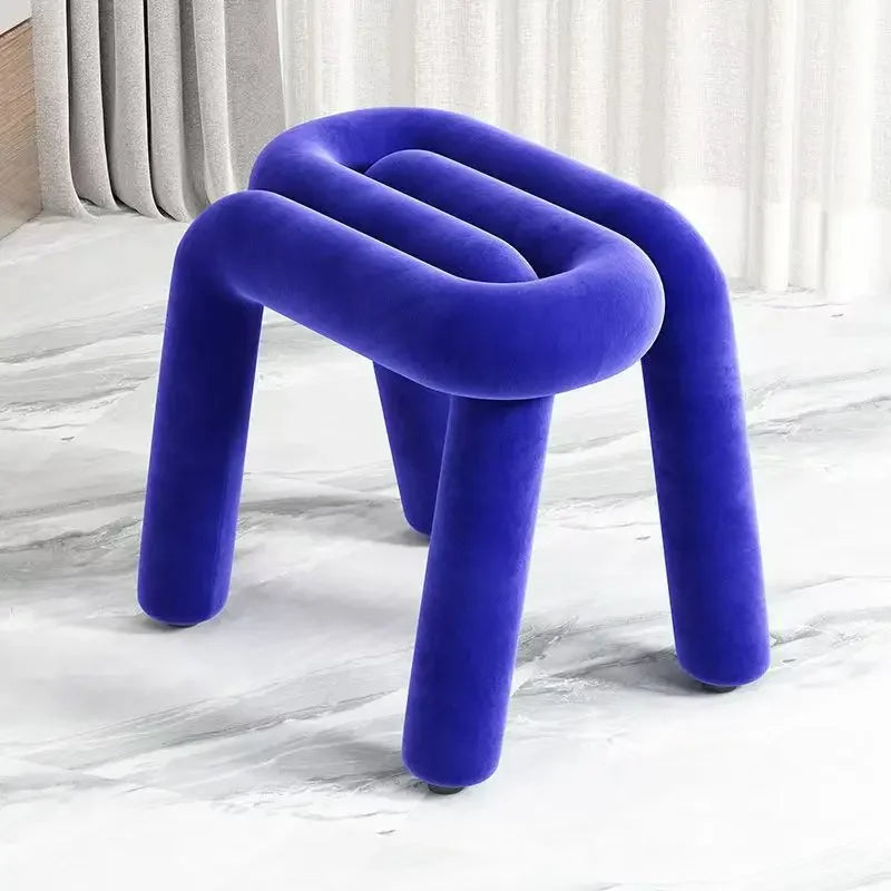 Plush Irregular Velvet Makeup Chair For Girls Bedroom