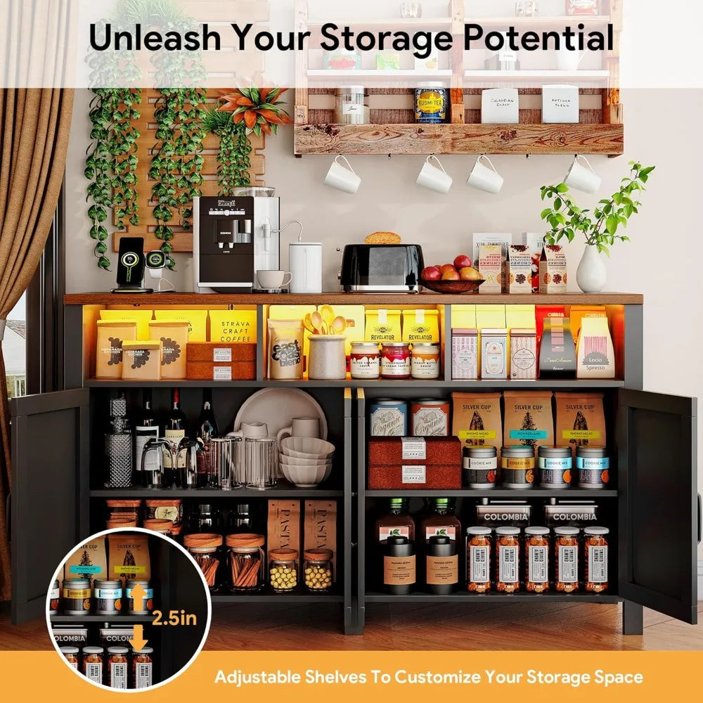 MKDK Buffet Sideboard With Storage And LED Lighting