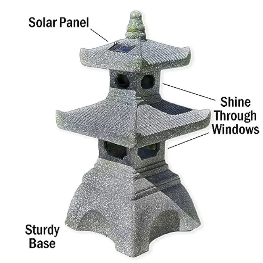 Pagoda Garden Statue LED Solar Powered Outdoor Lantern