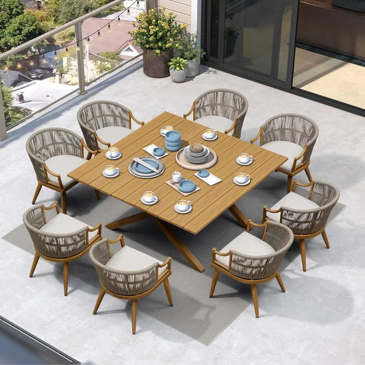DAFIFY Outdoor Wicker Dining Set With Aluminum Table