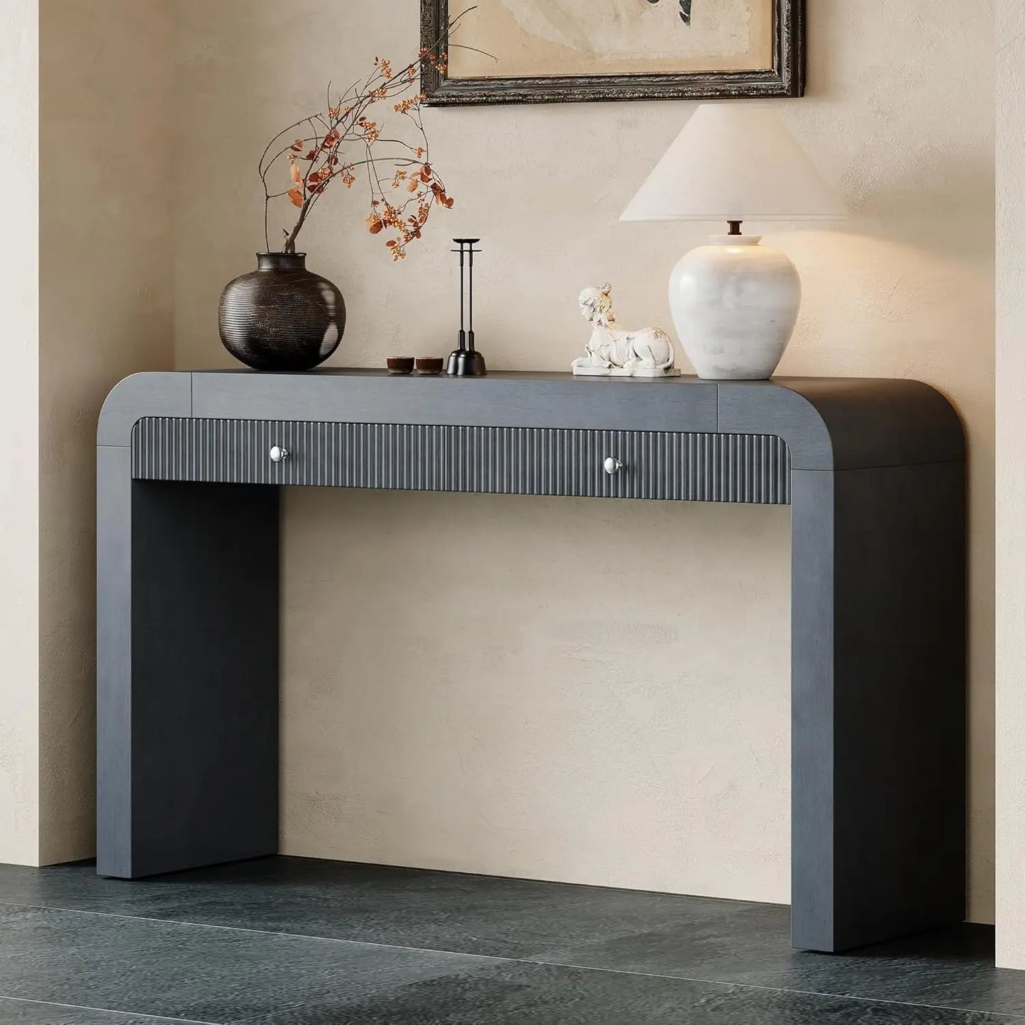 ZHENDAI Elegant Entryway Console Table With Fluted Design