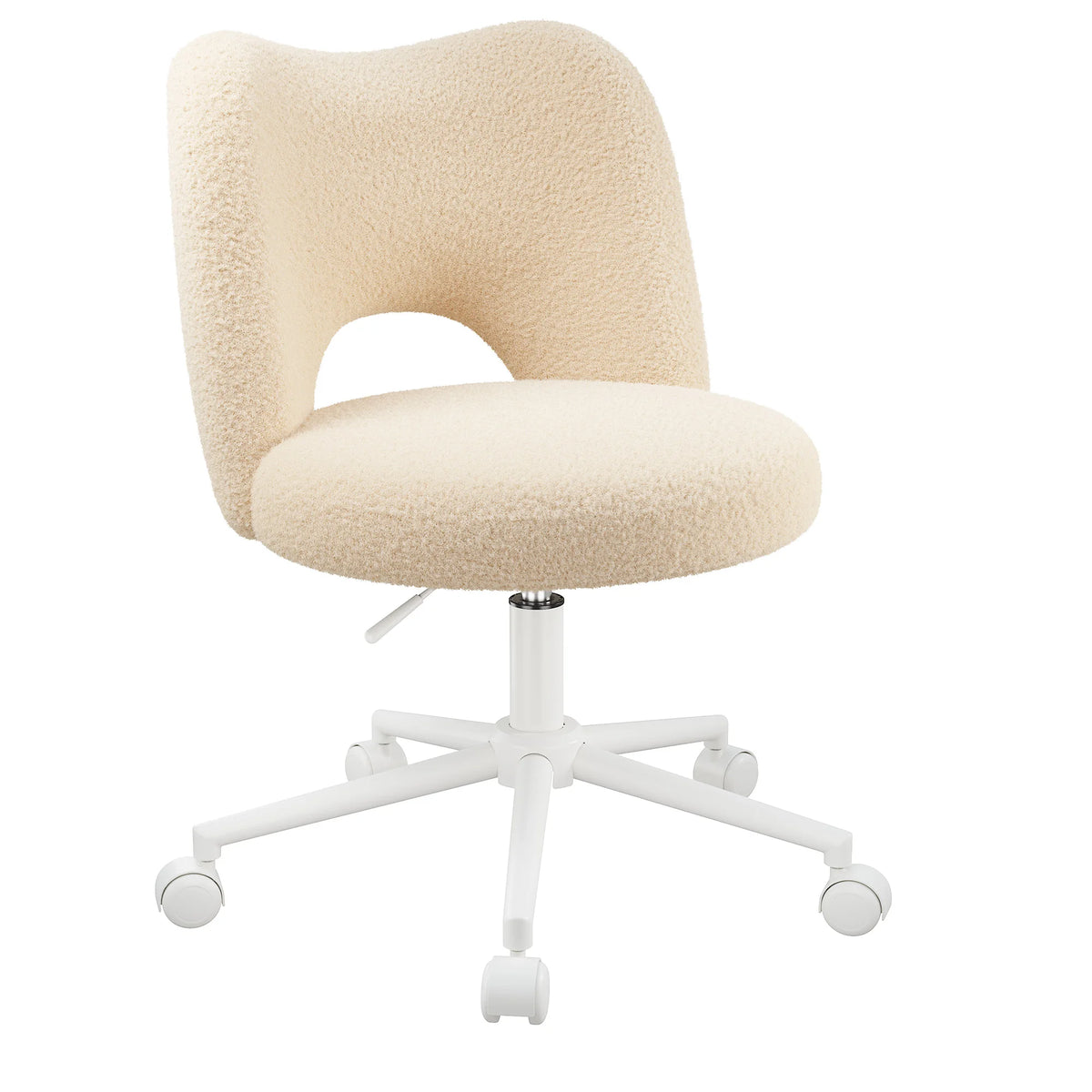 EnHomee Height Adjustable Upholstered Vanity Chair With Silent Wheels