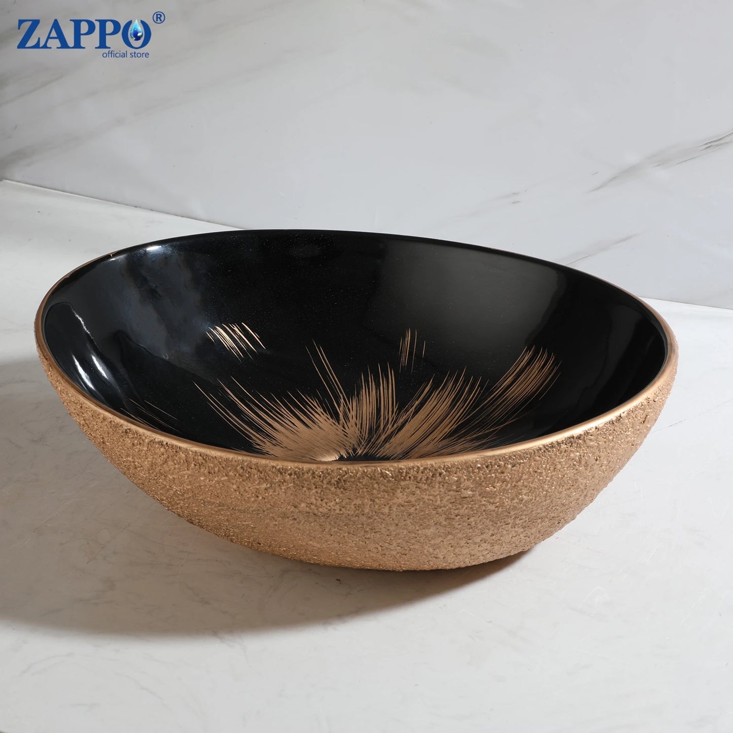 Torayvino Vessel Sink With Faucet Drain Ceramic Oval Bathroom Sink