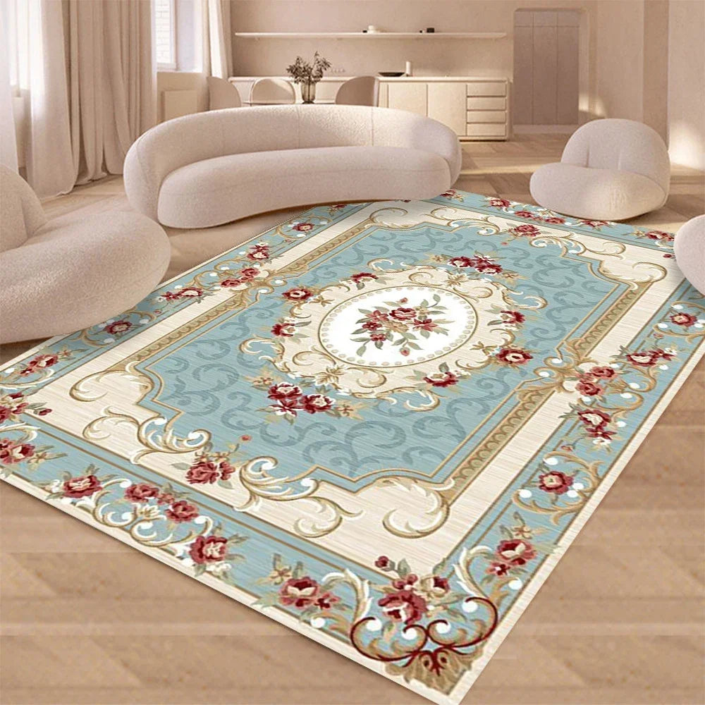 Vintage Rustic Rose Rug Shabby Floral Floor Carpet