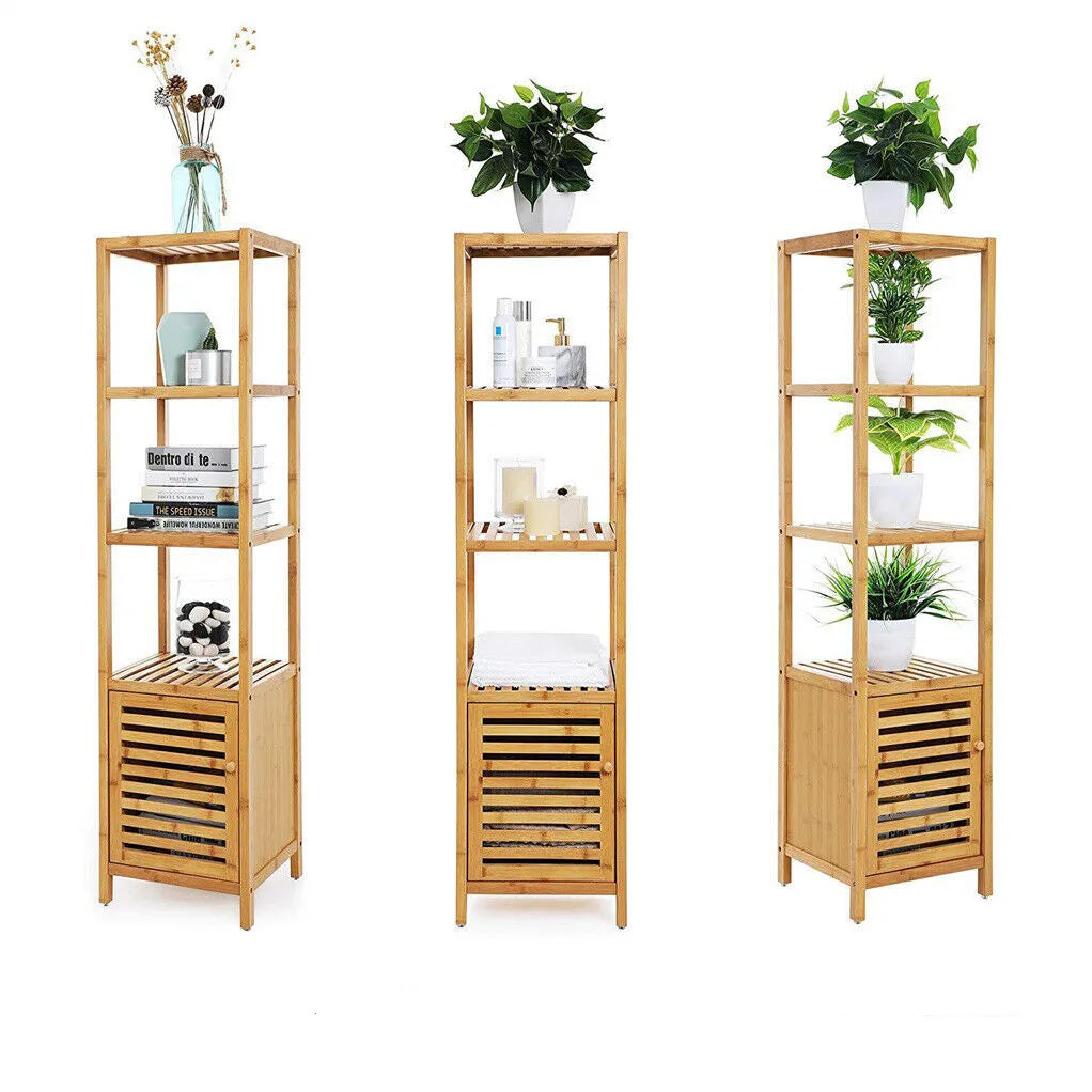 Bamboo Freestanding Bathroom Cabinet Storage Corner Rack