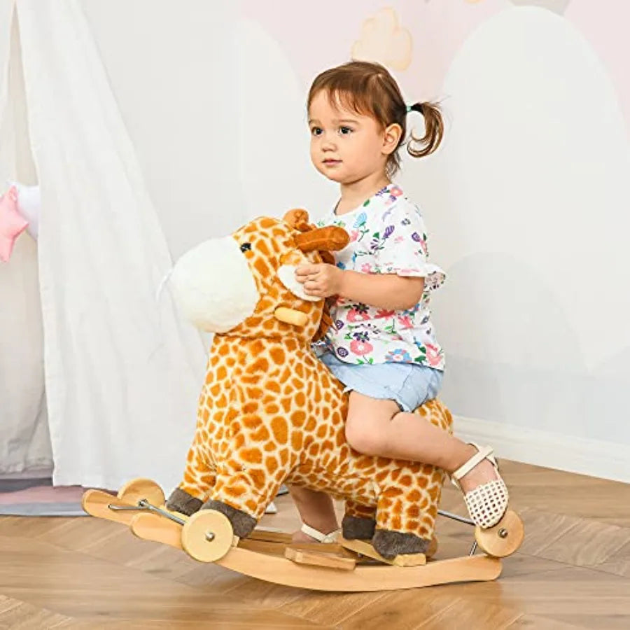 Ride-On Wooden RockingHorse 2-In-1 With Sound Kids