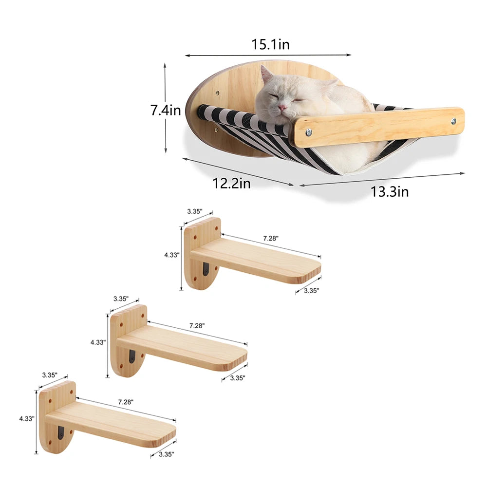 PETRAVELCN Cat Hammock Wall Mounted Three Tier Scratching Posts