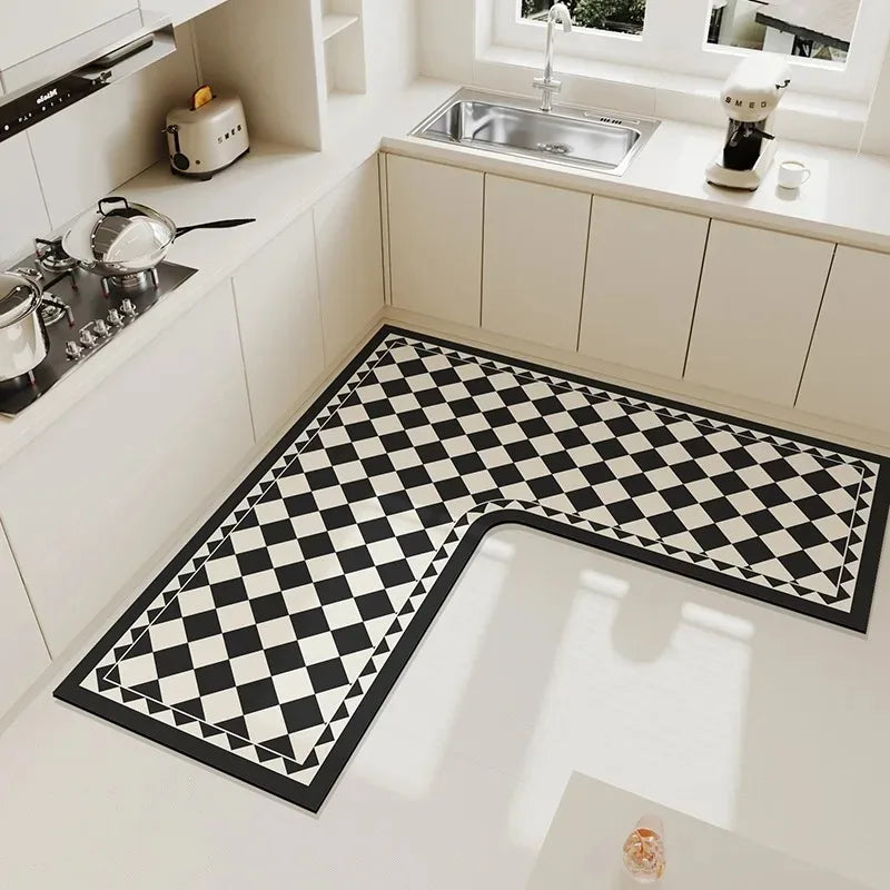 Luxurious L Shaped PVC Kitchen Carpet Non Slip Mat