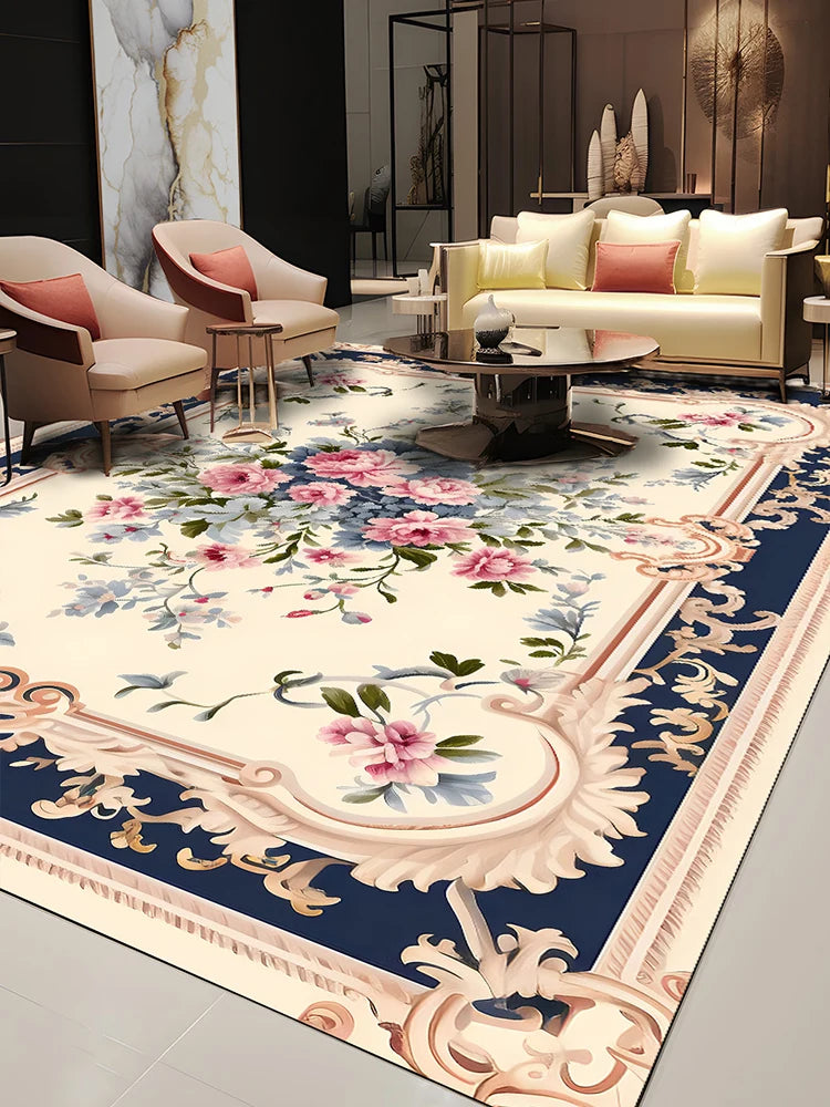 Pastoral Style Polyester Floor Rug for Living Room Bedroom