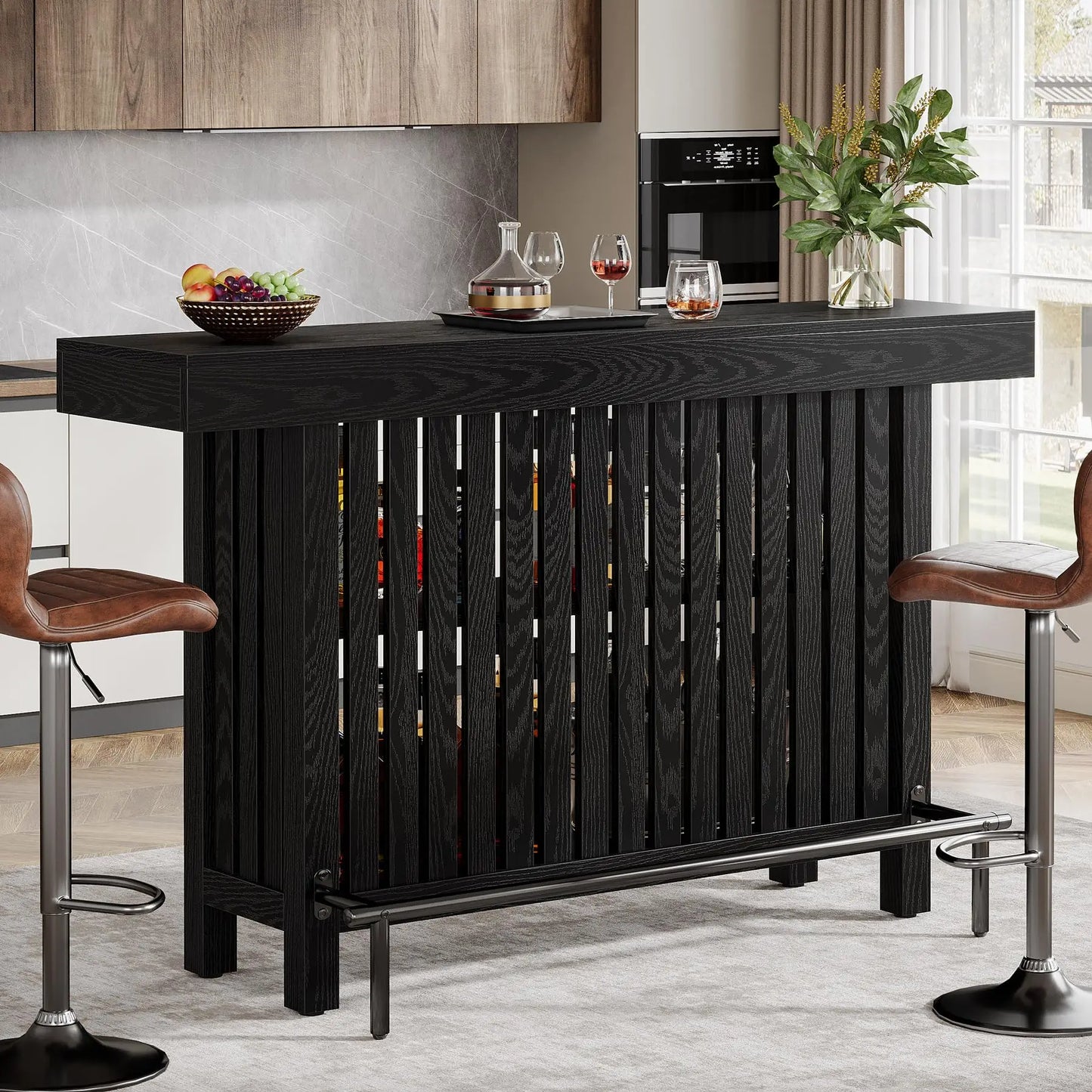 Dual Level Bar Table With Industrial ConcreteTop Wood Frame