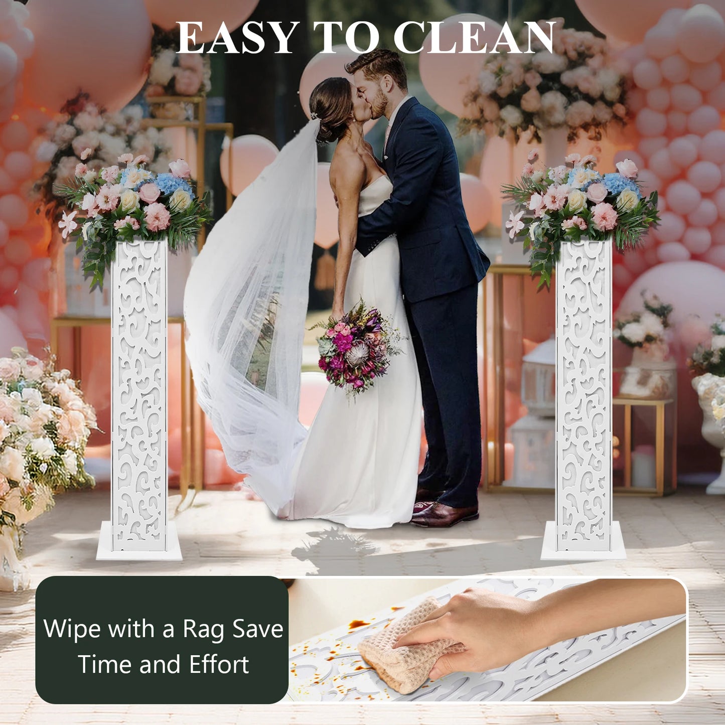 NONECN Wedding Flower Columns LED Cloud Stand Outdoor Decor