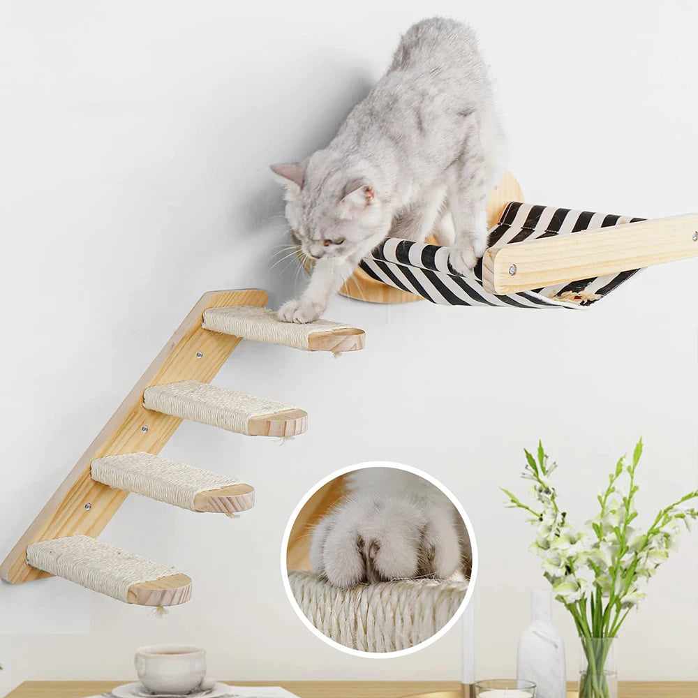 PETRAVELCN Cat Hammock Wall Mounted Three Tier Scratching Posts