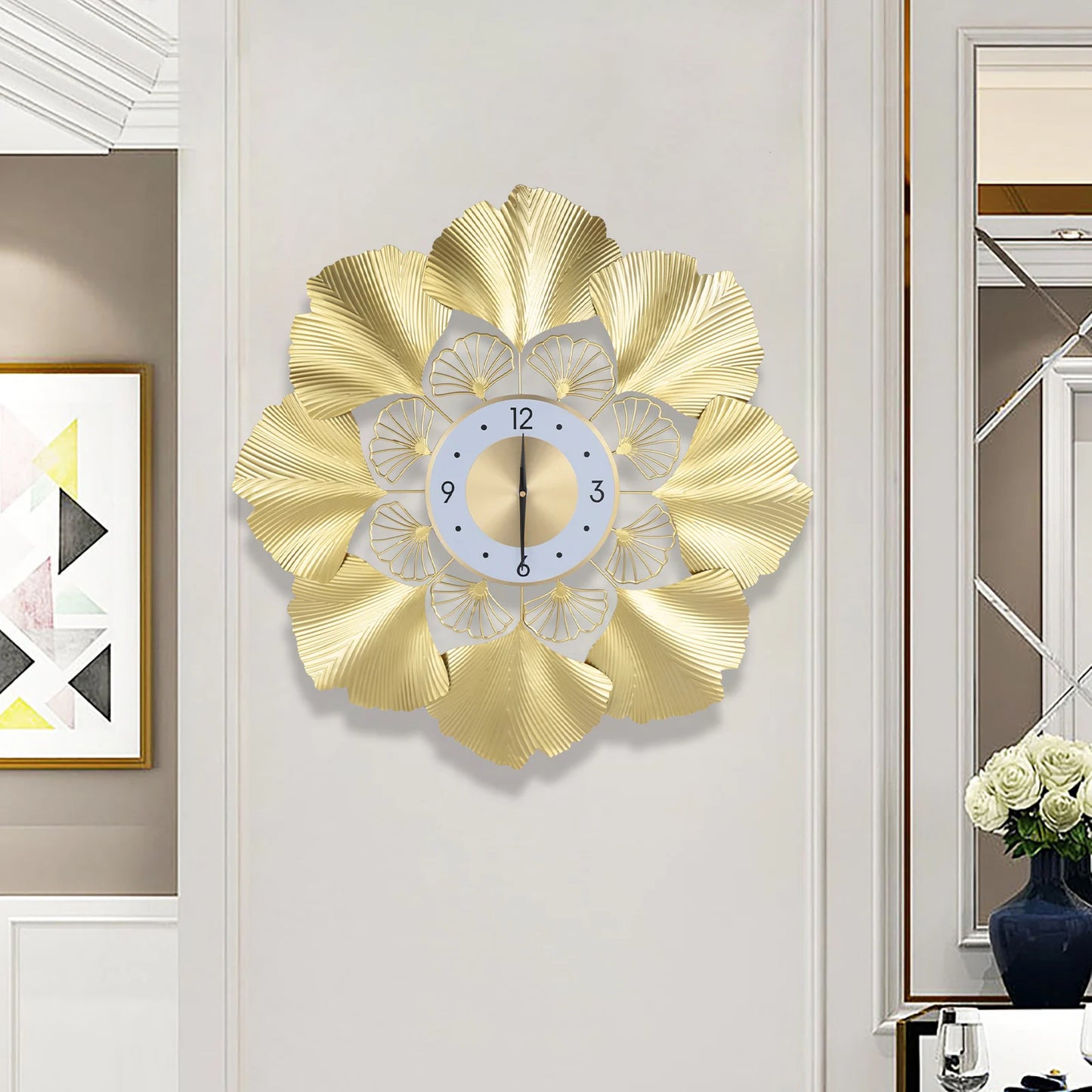 Ginkgo 3D Wall Clock Silent Movement Digital Display