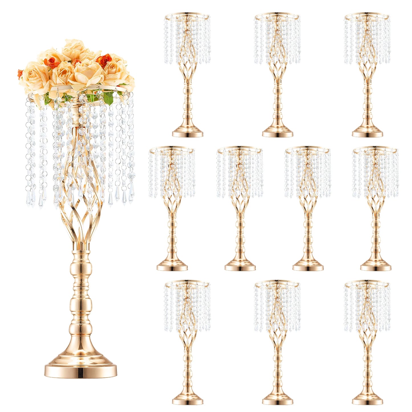 Crystal Wedding Flower Stand Metal Centerpiece Vase
