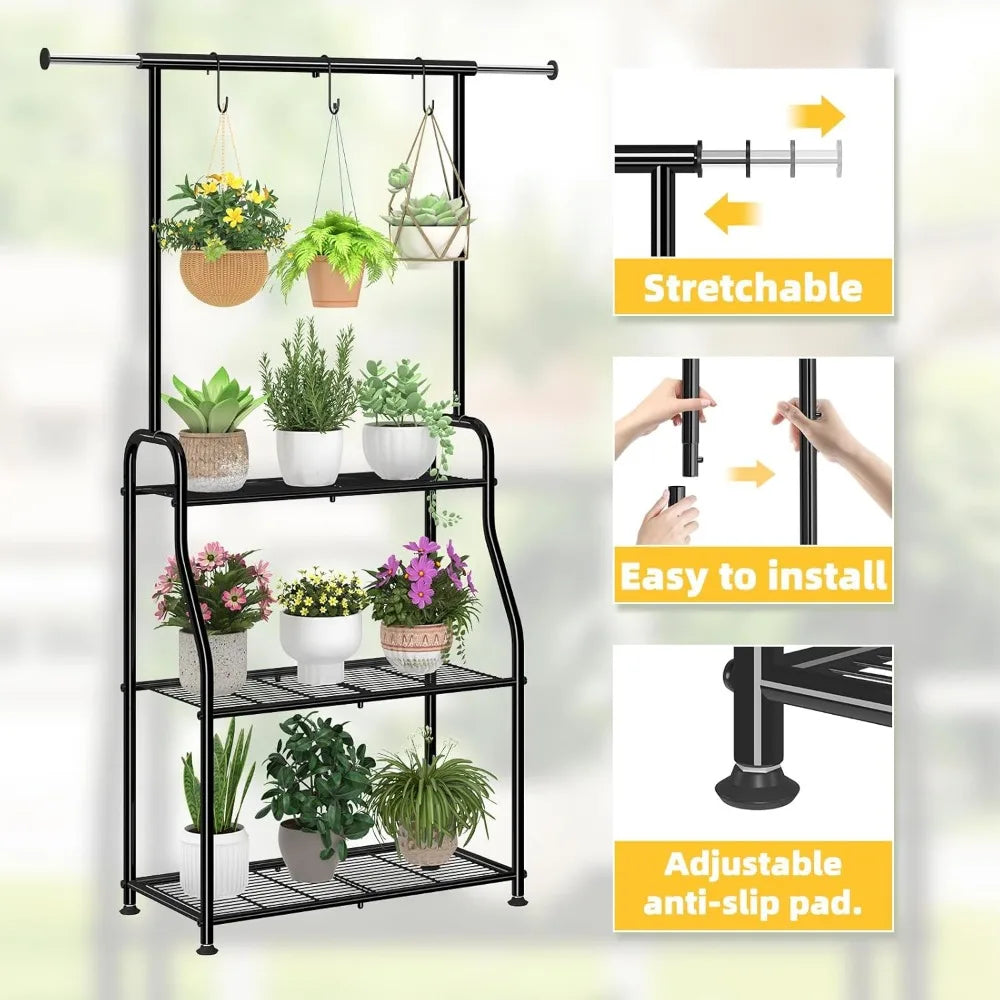 NBVCX Heavy Duty Metal Plant Stand Indoor Outdoor Shelf