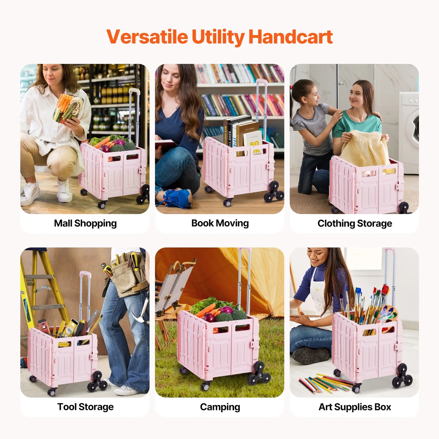 SucceBuy Stair Climbing Cart With Wheels Foldable Utility
