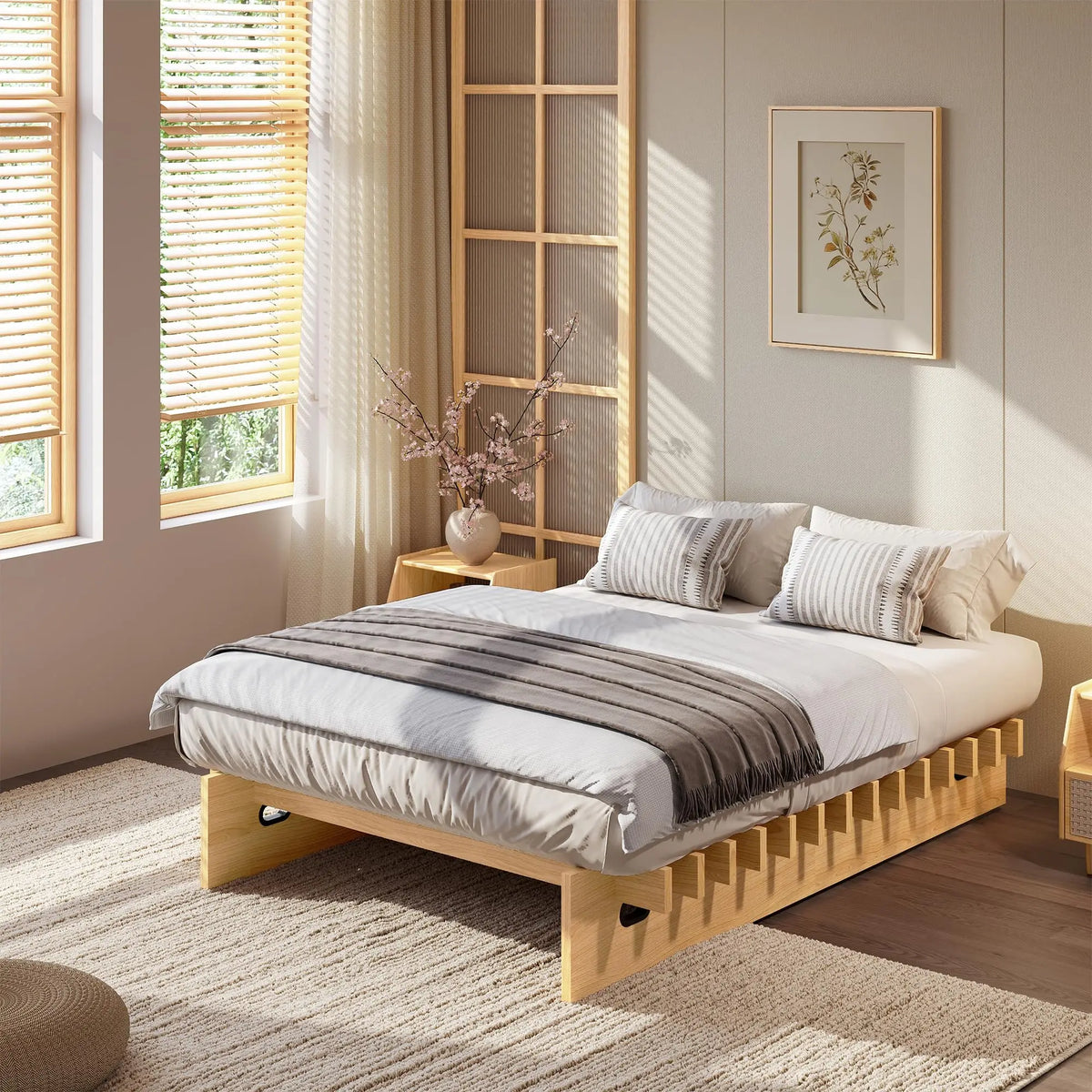 HiMISS Wood Platform Bed Frame No Box Spring Required