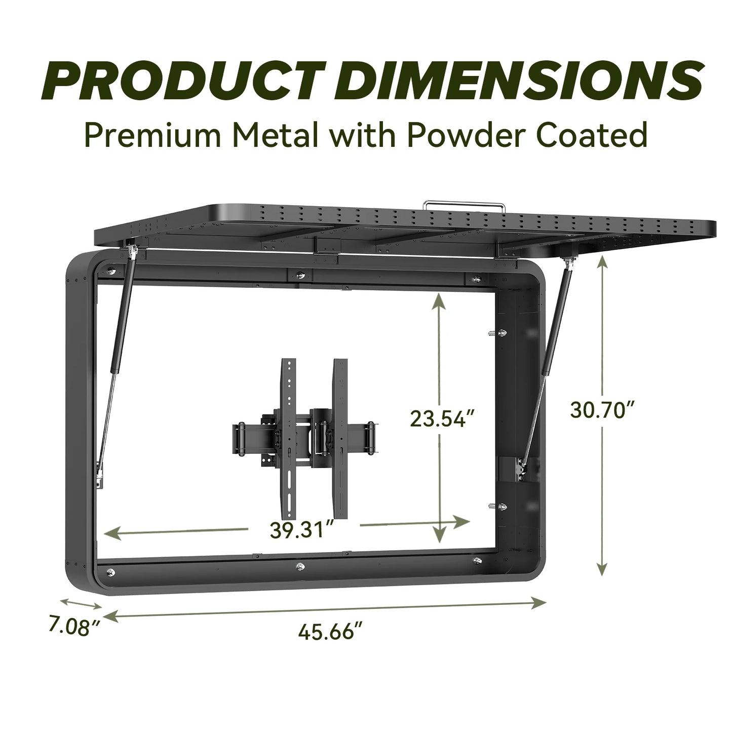 Outdoor TV Enclosure Waterproof Weatherproof Metal Cabinet Gas Struts
