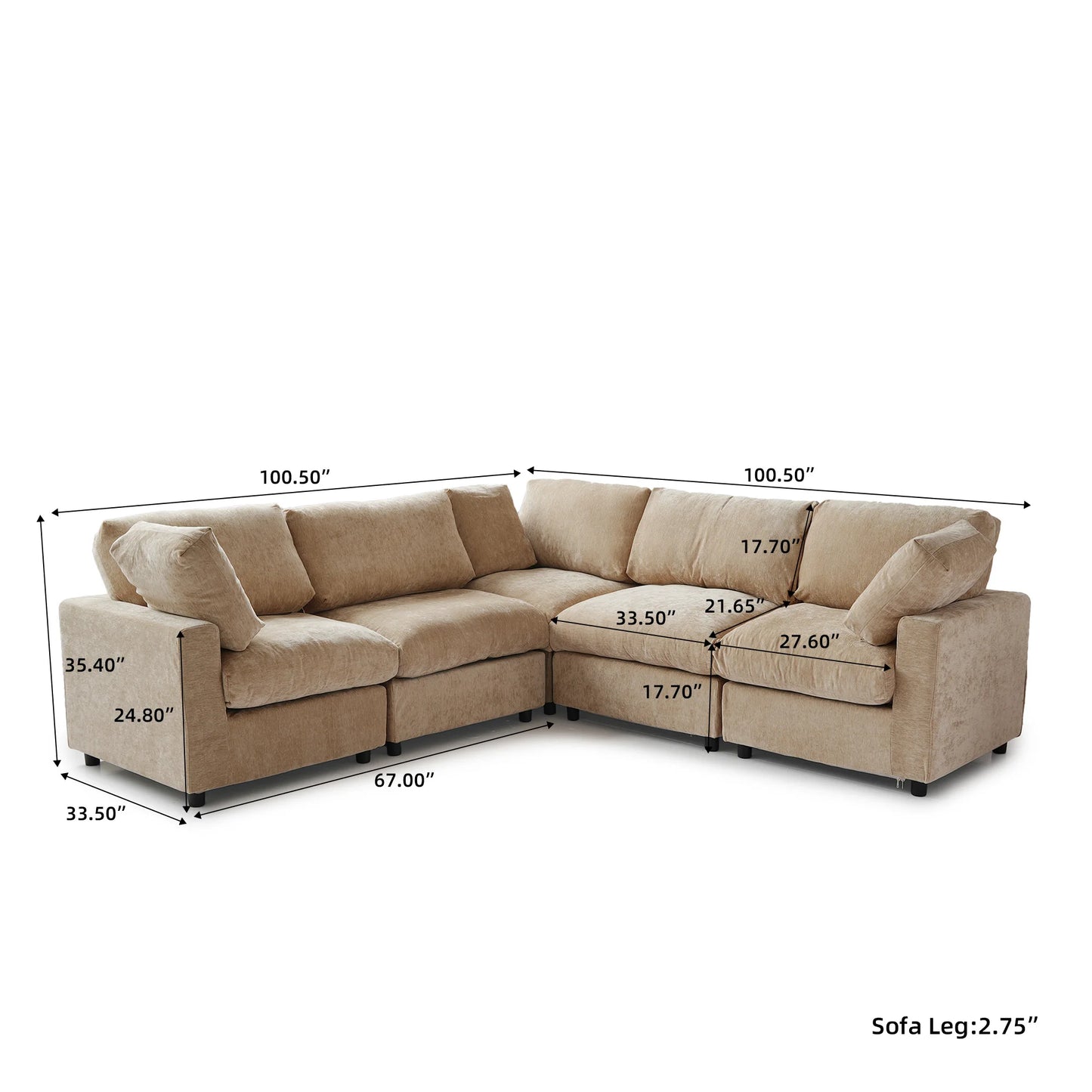 Guangdong V Shape Corner Sectional Sofa Convertible Couch