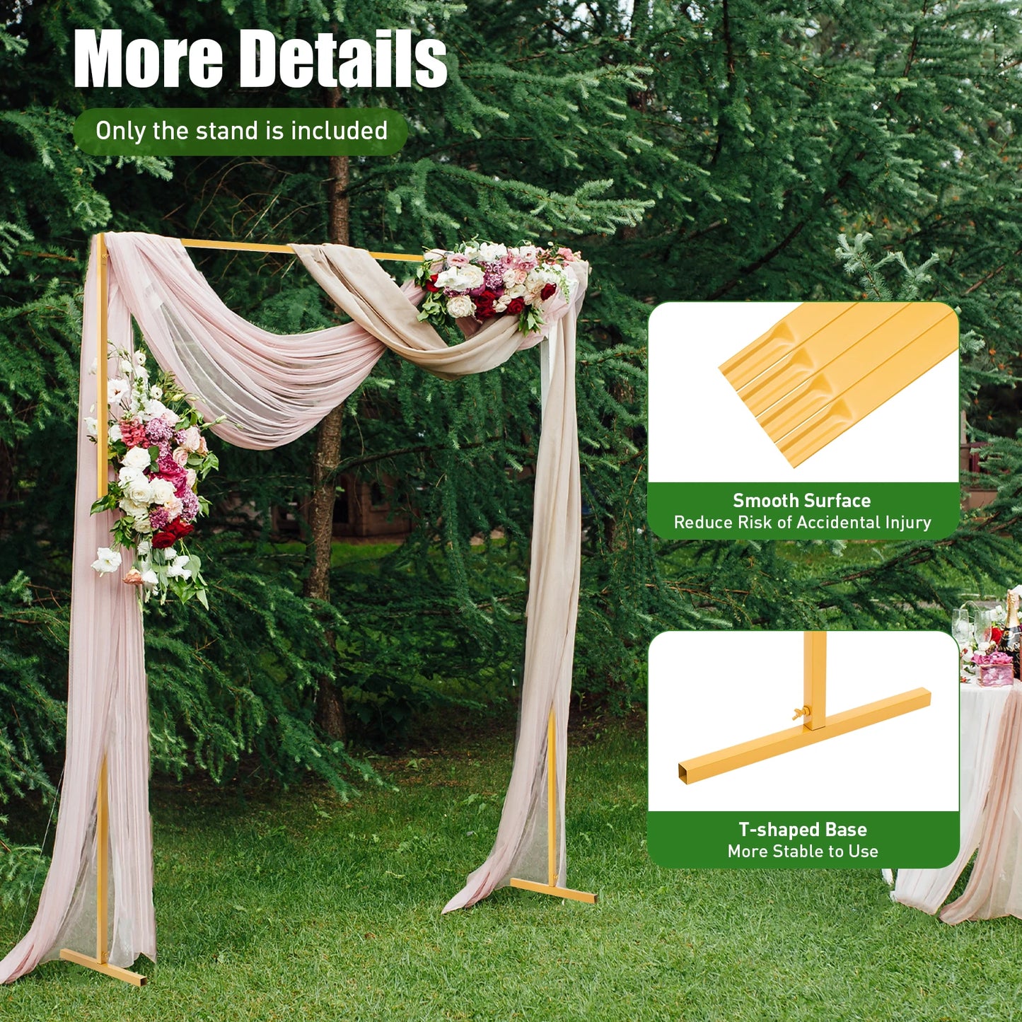 NONECN Iron Wedding Arch Stand Backdrop Frame Kit Premium