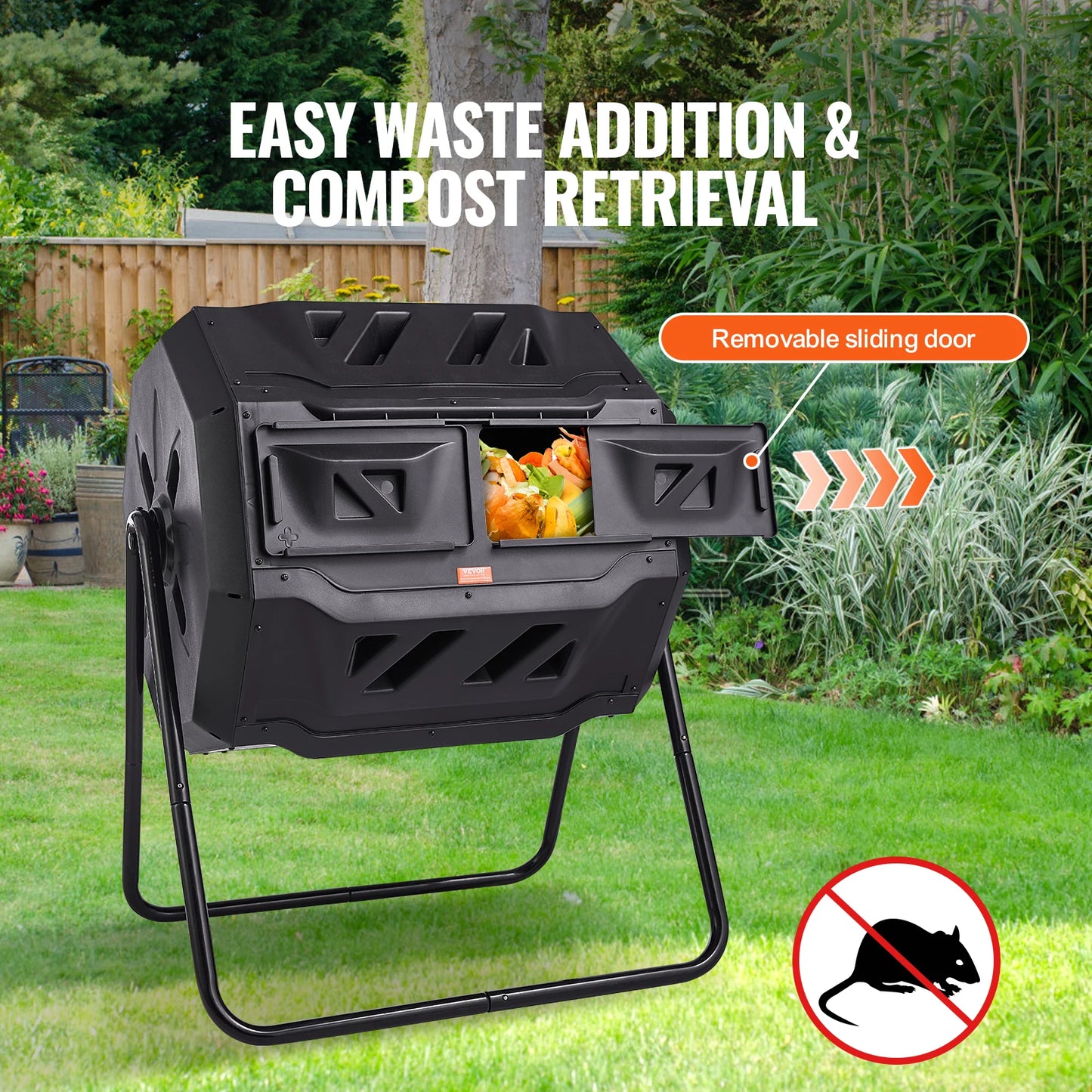 Dual Chamber Compost Tumbler Bin For Garden And Kitchen