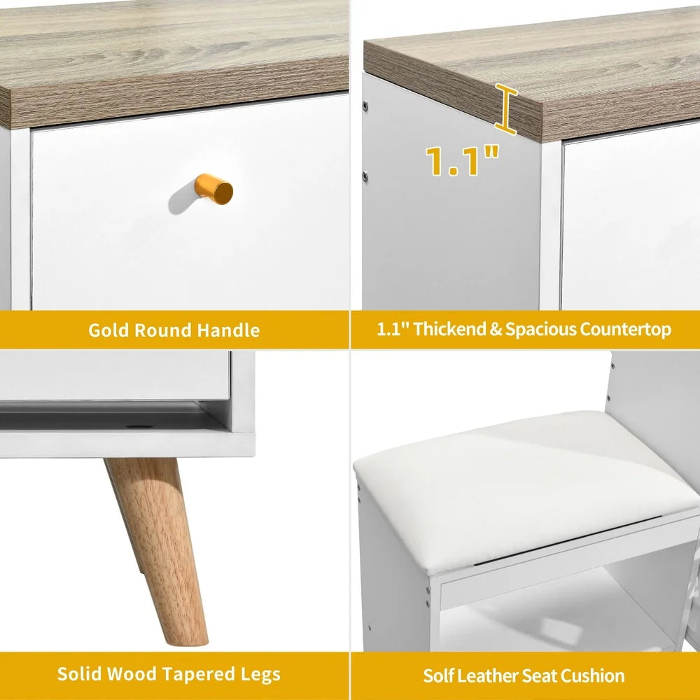 Modern Shoe Cabinet with 3 Flip Drawers Freestanding Entryway Storage Rack