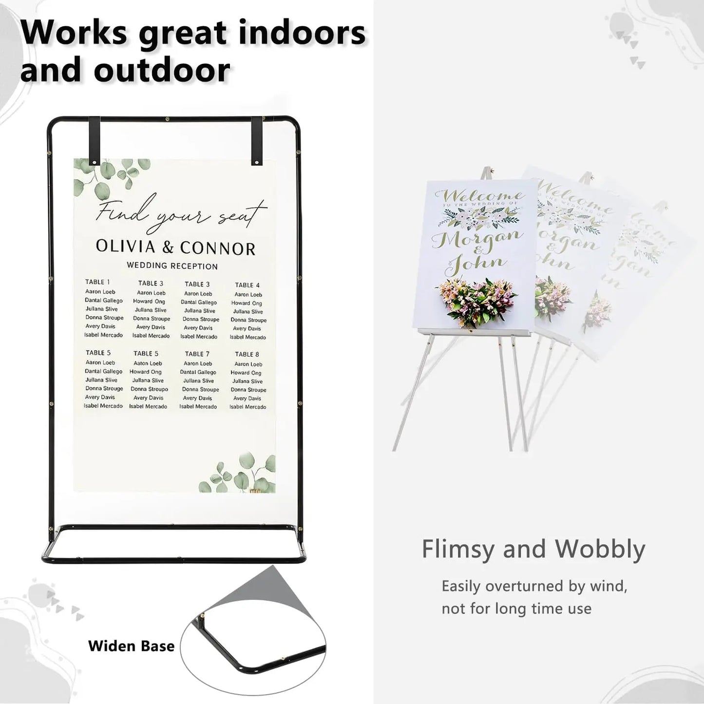 Hign-concerned Superpremium Wedding Welcome Sign Display Stand Durable Exhibition