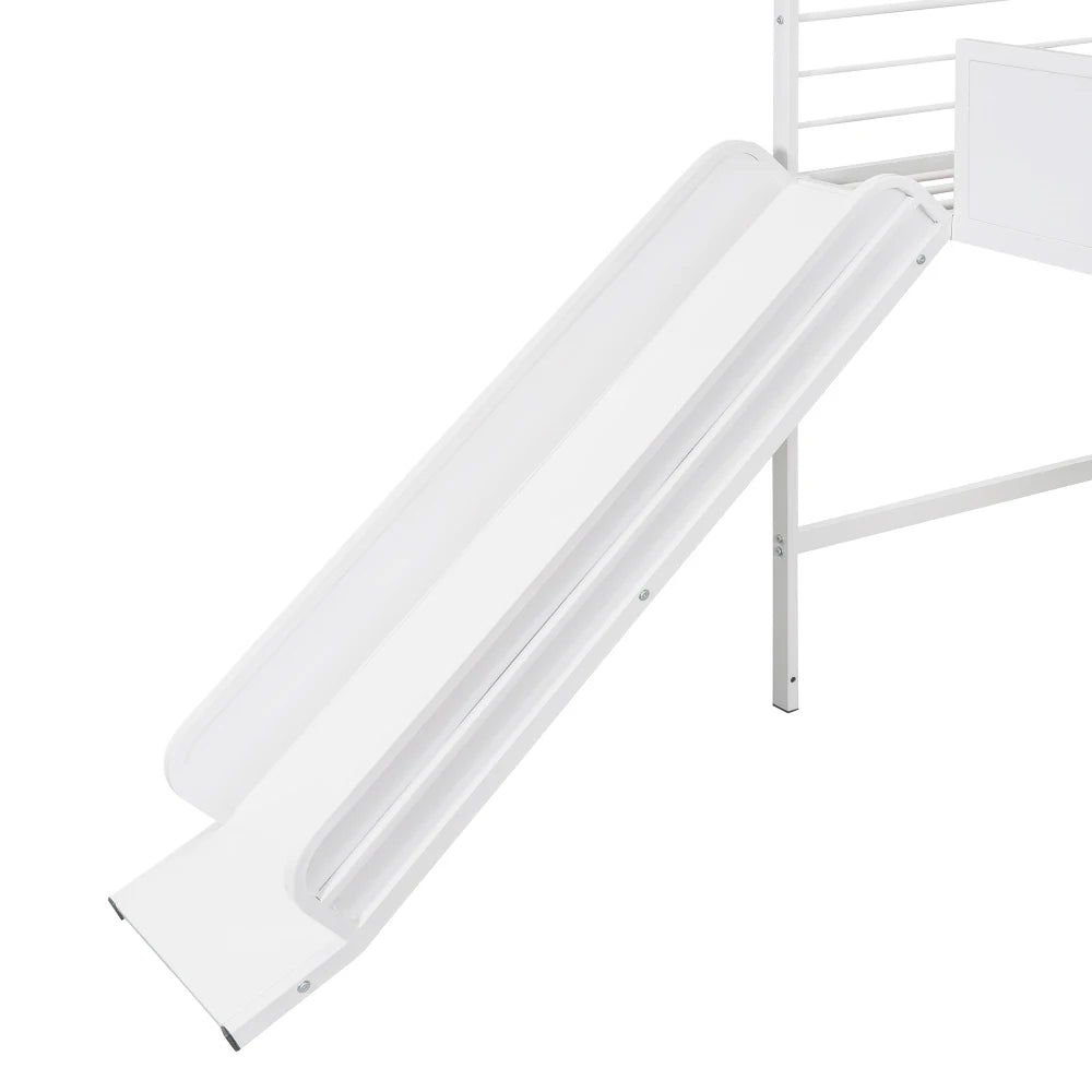 Premium Metal House Loft Bed Featuring Attached Slide