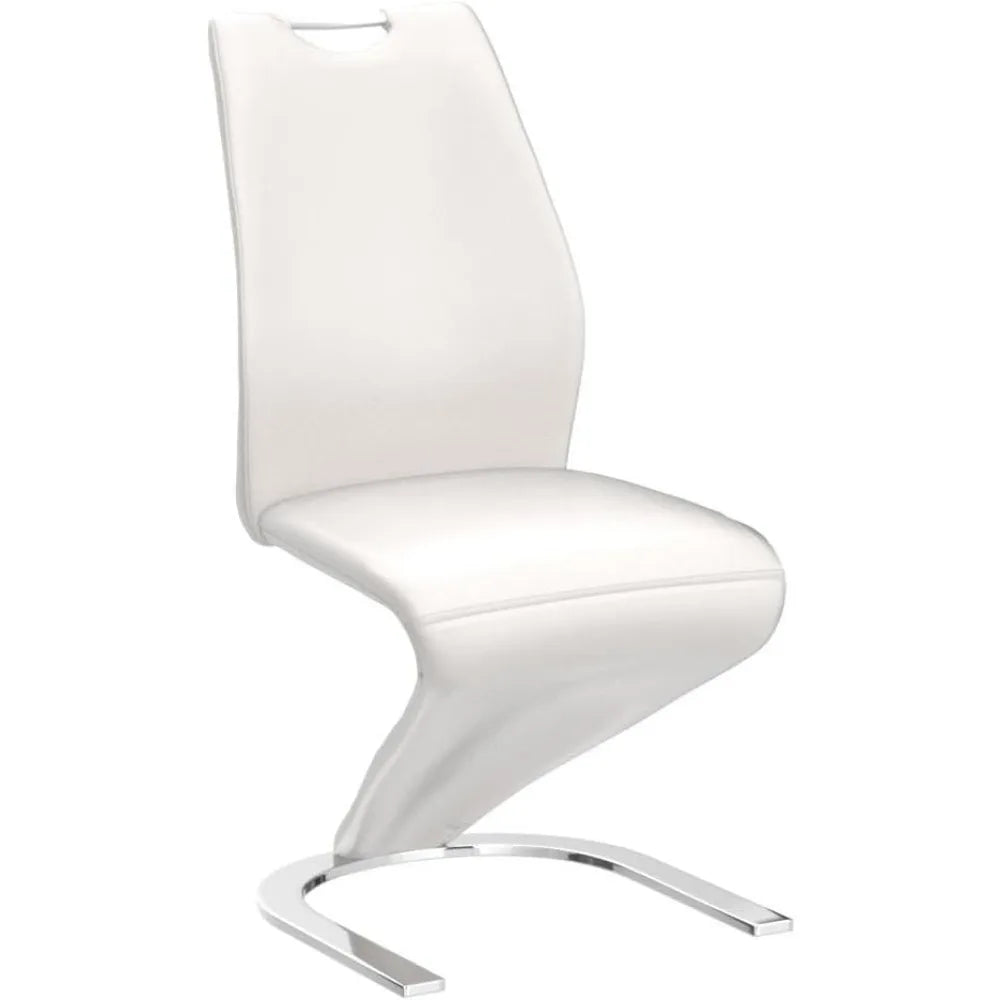 Modern Armless Dining Chairs Set of 2 Upholstered In PU Leather For Kitchen